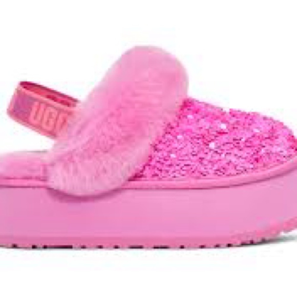 UGG Pink Sequin Fluffy Slippers